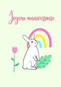 Lapin joyeux pour un anniversaire color&eacute;